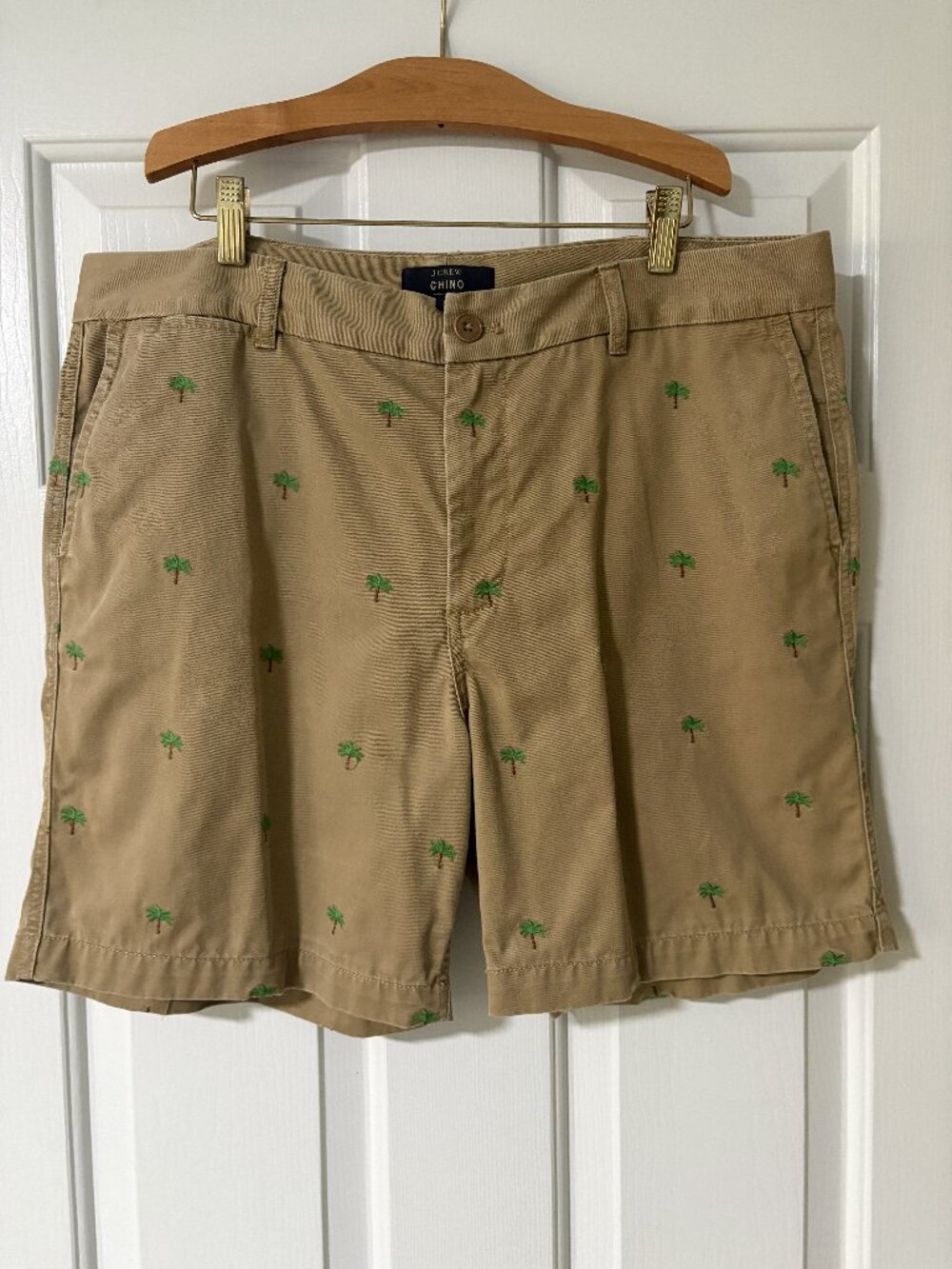 J.Crew chino embroidered palm shorts, size 14